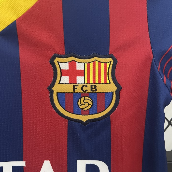 Retro Youth Uniform 2013-2014 Barcelona Home Soccer Jersey Shorts Vintage Child Football Kit