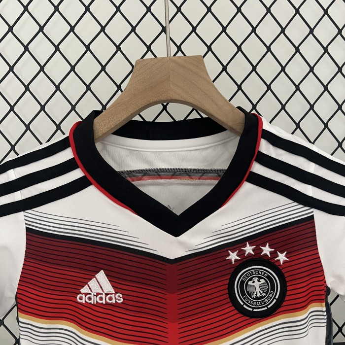 with 4 Stars Retro Youth Uniform 2014 Germany Home Soccer Jersey Shorts Vintage Child Football Kit