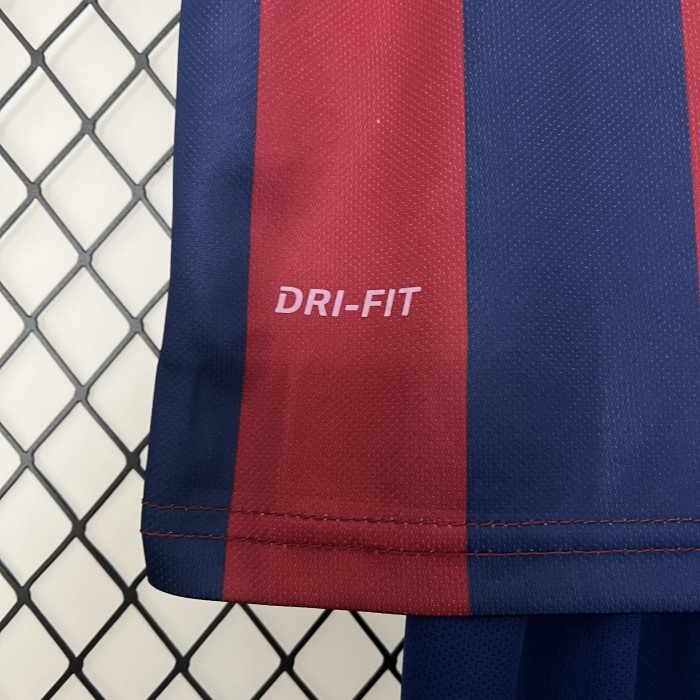 Retro Youth Uniform 2014-2015 Barcelona Home Soccer Jersey Shorts Vintage Child Football Kit