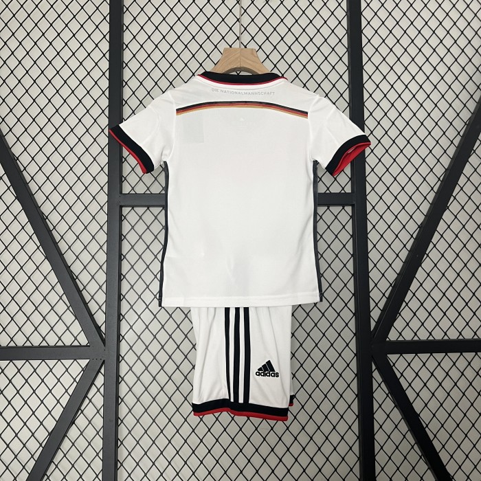 with 4 Stars Retro Youth Uniform 2014 Germany Home Soccer Jersey Shorts Vintage Child Football Kit