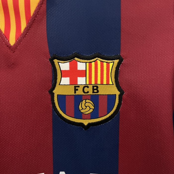 Retro Youth Uniform 2014-2015 Barcelona Home Soccer Jersey Shorts Vintage Child Football Kit