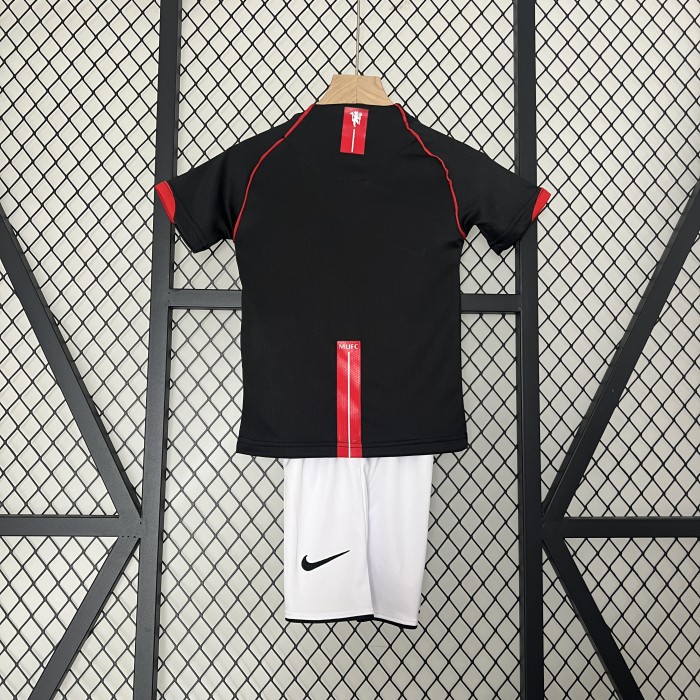 Adult Uniform Retro 2007-2008 Manchester United Away Black Soccer Jersey Shorts Vintage Football Kit