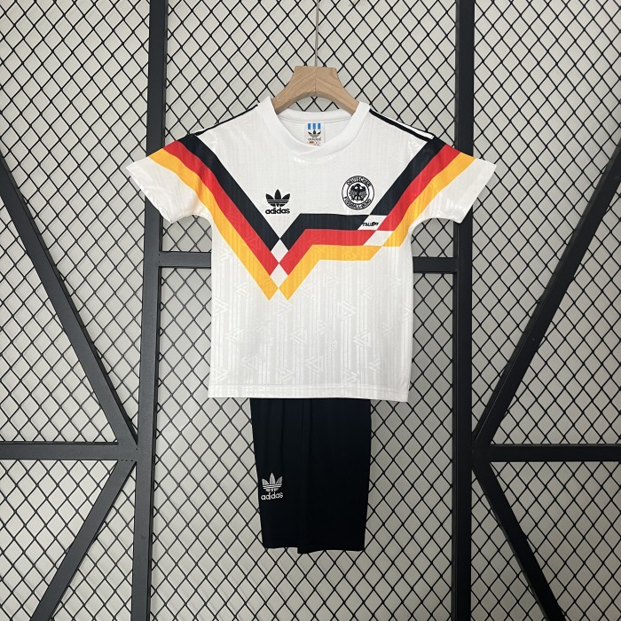 Retro Youth Uniform 1990 Germany Home Soccer Jersey Shorts Vintage Child Football Kit