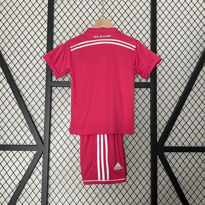 Retro Youth Uniform 2014-2015 Real Madrid Away Pink Soccer Jersey Shorts Vintage Child Football Kit