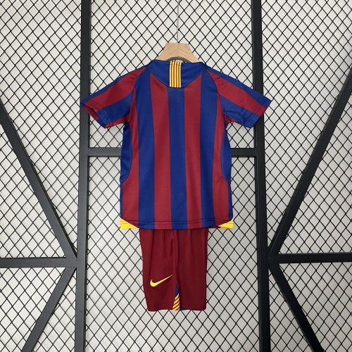 Retro Youth Uniform 2005-2006 Barcelona Home Soccer Jersey Shorts Vintage Child Football Kit