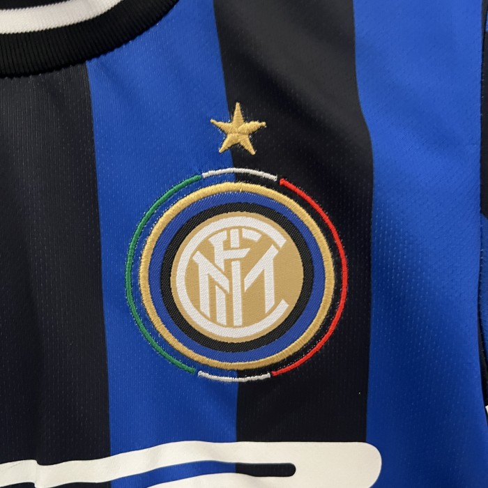 Retro Youth Uniform 2009-2010 Inter Milan Home Soccer Jersey Shorts Vintage Child Football Kit
