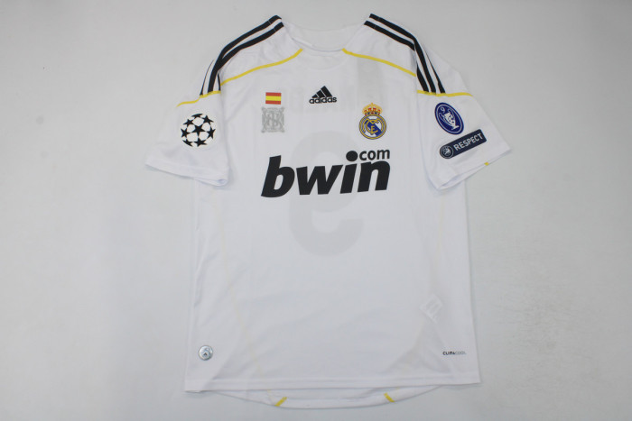 with UCL Patch Retro Jersey 2009-2010 Real Madrid RONALDO 9 Home Soccer Jersey Vintage Real Football Shirt