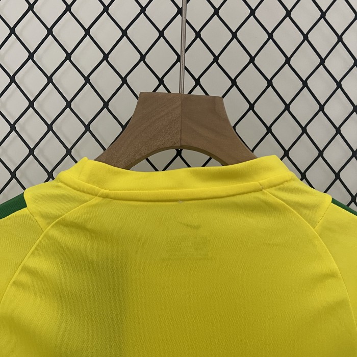 Retro Youth Uniform 2002 Brazil Home Soccer Jersey Shorts Vintage Brasil Child Football Kit