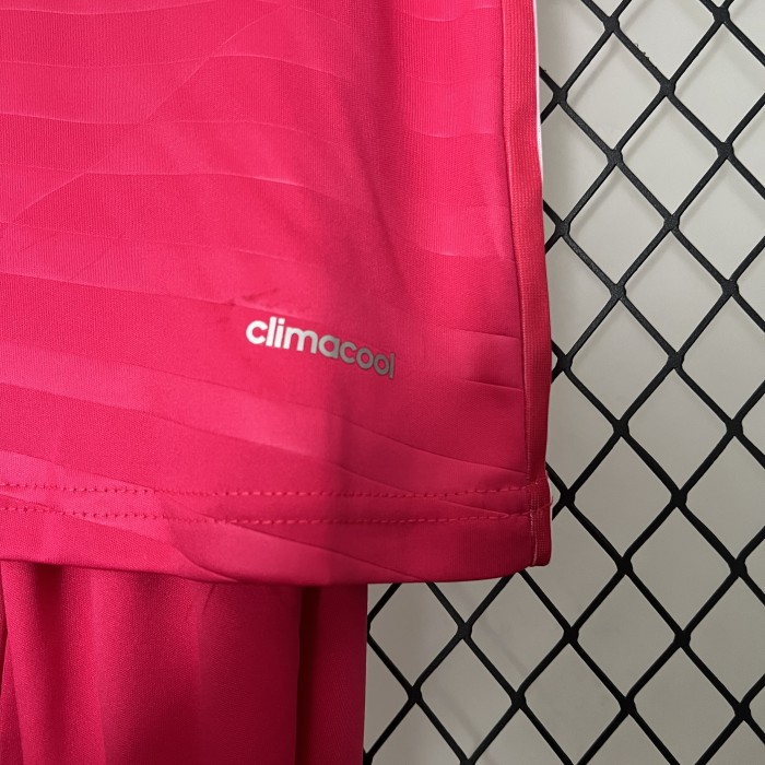 Retro Youth Uniform 2014-2015 Real Madrid Away Pink Soccer Jersey Shorts Vintage Child Football Kit
