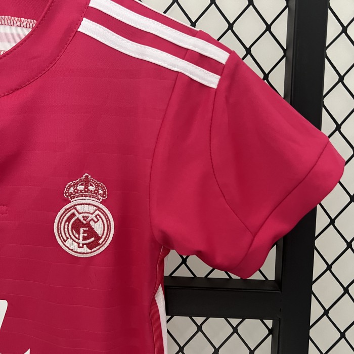 Retro Youth Uniform 2014-2015 Real Madrid Away Pink Soccer Jersey Shorts Vintage Child Football Kit
