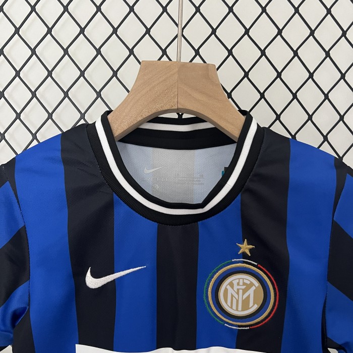 Retro Youth Uniform 2009-2010 Inter Milan Home Soccer Jersey Shorts Vintage Child Football Kit