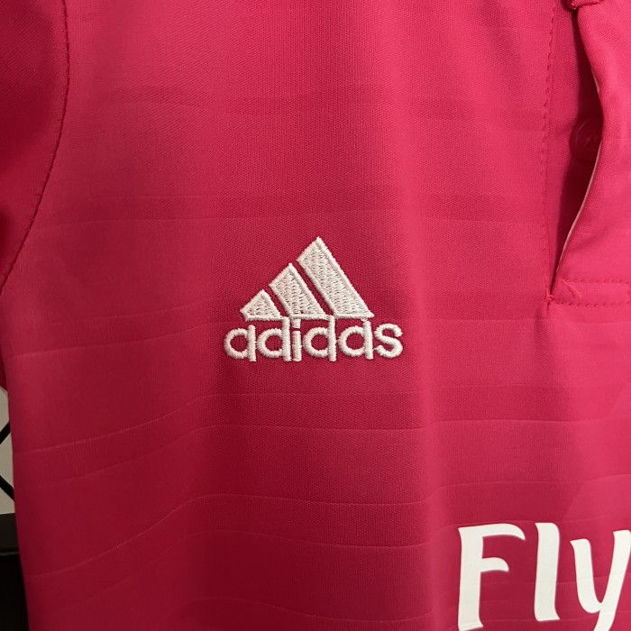 Retro Youth Uniform 2014-2015 Real Madrid Away Pink Soccer Jersey Shorts Vintage Child Football Kit