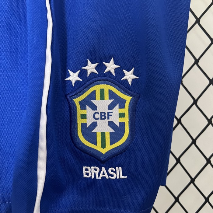 Retro Youth Uniform 2002 Brazil Home Soccer Jersey Shorts Vintage Brasil Child Football Kit