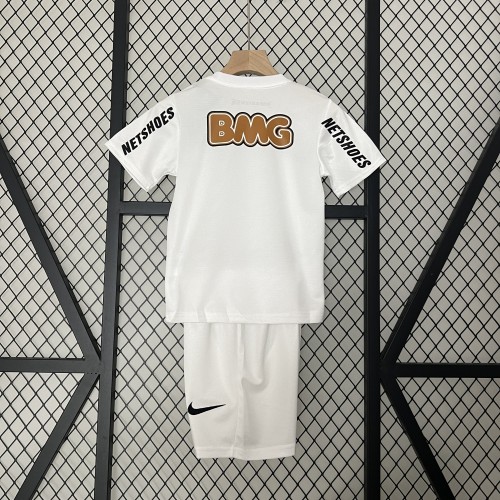 Retro Youth Uniform Kids Kit 2011-2012 Santos Home Soccer Jersey Shorts Vintage Child Football Set