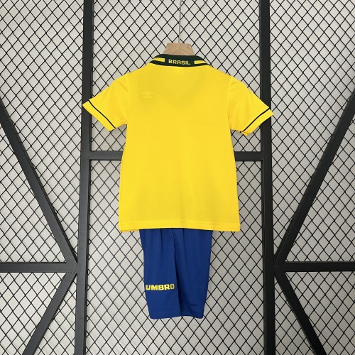 Retro Youth Uniform 1994 Brazil Home Soccer Jersey Shorts Vintage Brasil Child Football Kit