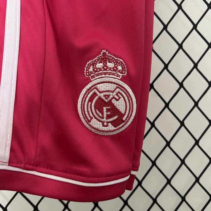 Retro Youth Uniform 2014-2015 Real Madrid Away Pink Soccer Jersey Shorts Vintage Child Football Kit