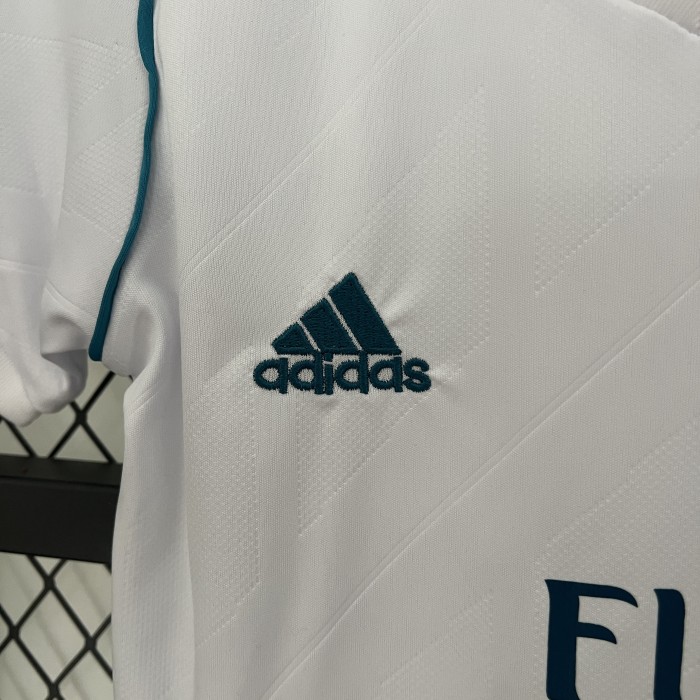 Retro Youth Uniform 2017-2018 Real Madrid Home Soccer Jersey Shorts Vintage Child Football Kit