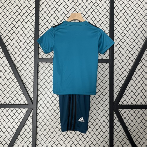 Retro Youth Uniform 2017-2018 Real Madrid Third Away Soccer Jersey Shorts Vintage Child Football Kit
