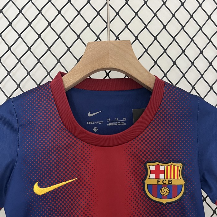Retro Youth Uniform 2012-2013 Barcelona Home Soccer Jersey Shorts Vintage Child Football Kit