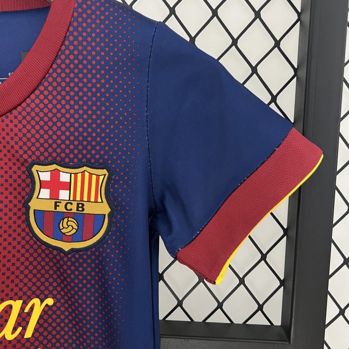 Retro Youth Uniform 2012-2013 Barcelona Home Soccer Jersey Shorts Vintage Child Football Kit