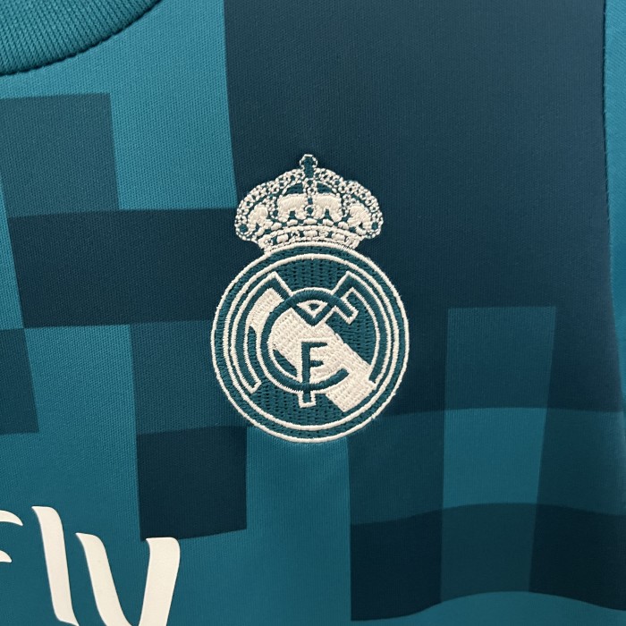Retro Youth Uniform 2017-2018 Real Madrid Third Away Soccer Jersey Shorts Vintage Child Football Kit