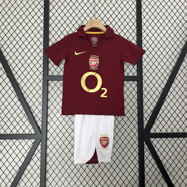 Retro Youth Uniform 2005-2006 Arsenal Home Soccer Jersey Shorts Vintage Child Football Kit