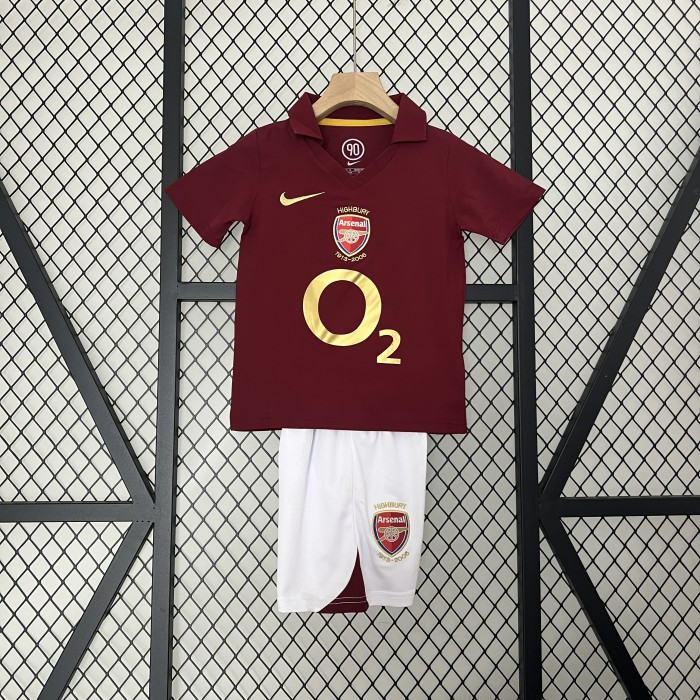 Retro Youth Uniform 2005-2006 Arsenal Home Soccer Jersey Shorts Vintage Child Football Kit