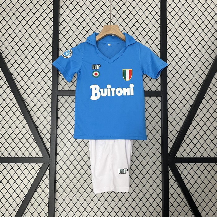 Retro Youth Uniform 1987-1988 Napoli Home Soccer Jersey Shorts Vintage Child Football Kit