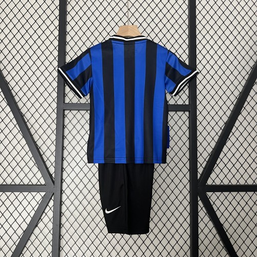 Retro Youth Uniform 2009-2010 Inter Milan Home Soccer Jersey Shorts Vintage Child Football Kit
