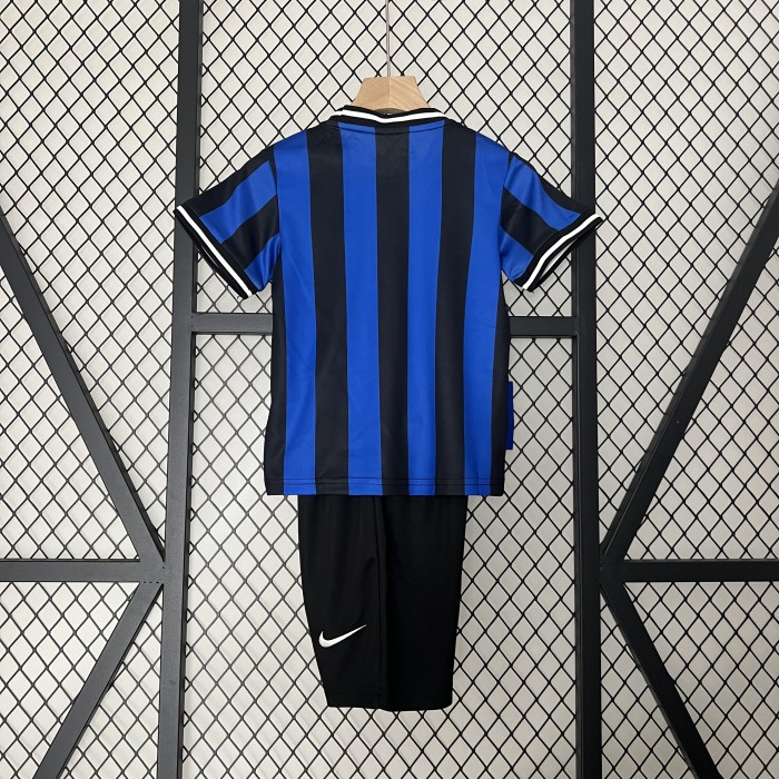 Retro Youth Uniform 2009-2010 Inter Milan Home Soccer Jersey Shorts Vintage Child Football Kit
