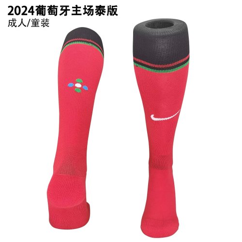 Youth/Adult Portugal 2024 Home Soccer Socks Football Socks