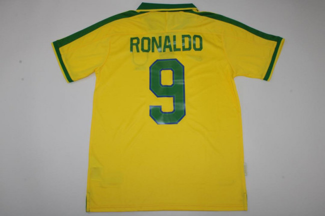 Retro Jersey 1997 Brazil 9 RONALDO Home Soccer Jersey Vintage Brasil Camisetas de Futbol