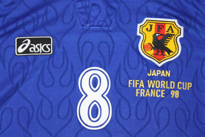 with Front Lettering Retro Jersey Long Sleeve 1998 Japan OMOTEBAKO 8 Home Soccer Jersey Vintage Football Shirt
