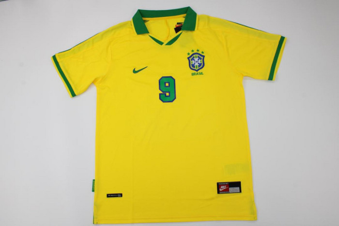 Retro Jersey 1997 Brazil 9 Home Soccer Jersey Vintage Brasil Camisetas de Futbol