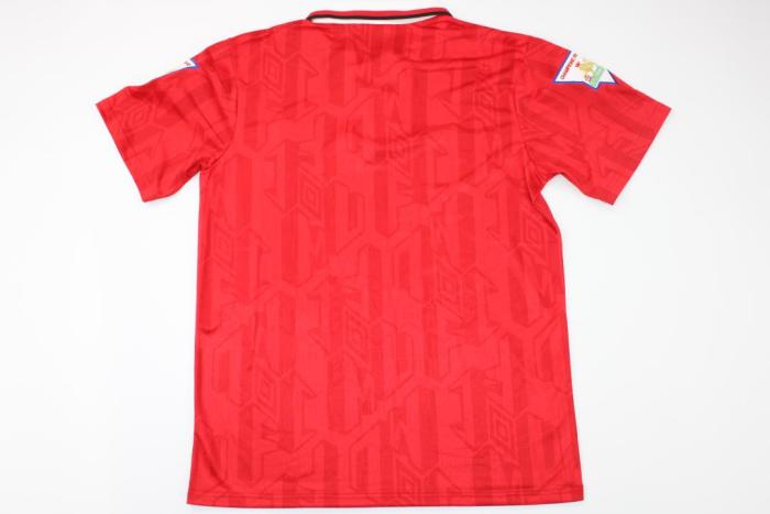 with Front Champions Lettering+EPL Patch Retro Jersey 1993-1994 Manchester United Home Soccer Jersey