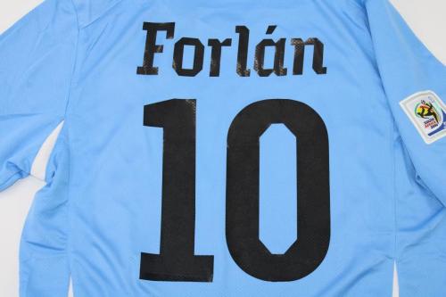 with 2010 World Cup Patch Retro Jersey 2010 Uruguay FORLAN 10 Home Soccer Jersey Vintage Football Shirt