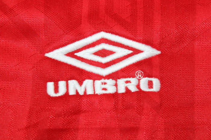 with Front Champions Lettering+EPL Patch Retro Jersey 1993-1994 Manchester United Home Soccer Jersey