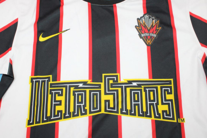 with MLS Patch Retro Jersey 1997 METROSTARS Away Soccer Jersey Vintage New York Red Bulls Football Shirt