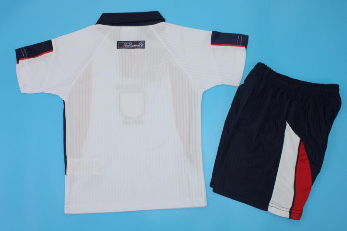 Retro Youth Uniform Kids Kit 1998 England Home Soccer Jersey Shorts Vintage Child Football Set