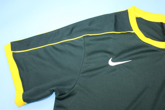 with Front Lettering Retro Jersey 1998 Brazil Dark Green Goalkeeper Soccer Jersey Vintage Brasil Camisetas de Futbol