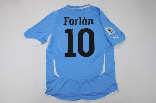 with 2010 World Cup Patch Retro Jersey 2010 Uruguay FORLAN 10 Home Soccer Jersey Vintage Football Shirt