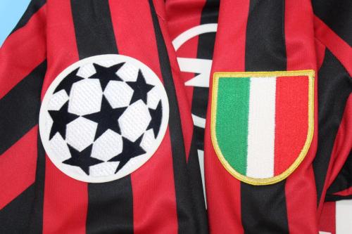 with UCL+Scudetto Patch Retro Jersey Long Sleeve 1999-2000 Ac Milan Home Soccer Jersey Vintage Football Shirt