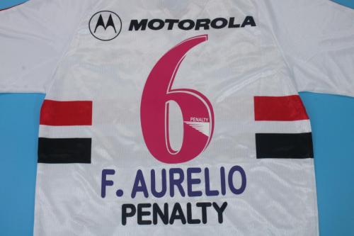 Retro Jersey Sao Paulo 1999-2000 F.AURELIO 6 Home White Soccer Jersey Vintage Football Shirt