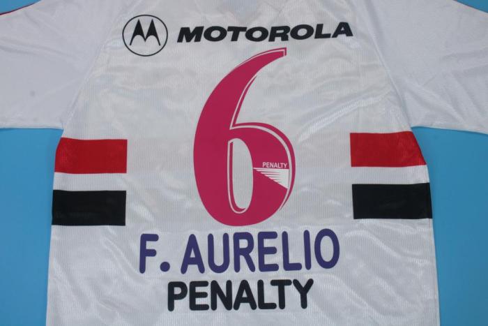 Retro Jersey Sao Paulo 1999-2000 F.AURELIO 6 Home White Soccer Jersey Vintage Football Shirt