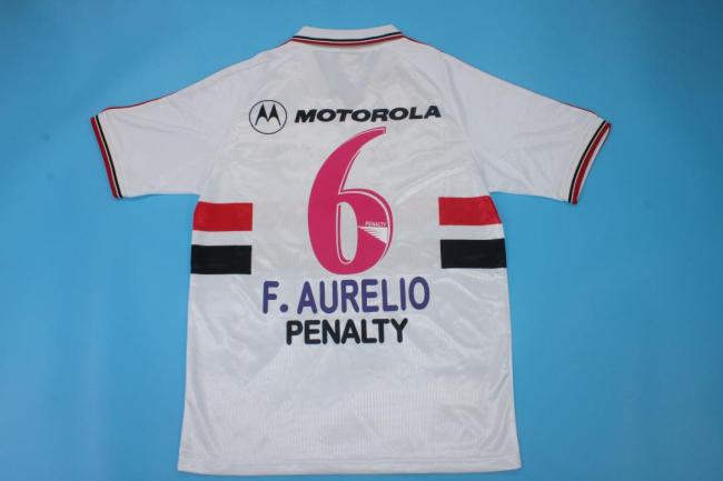 Retro Jersey Sao Paulo 1999-2000 F.AURELIO 6 Home White Soccer Jersey Vintage Football Shirt