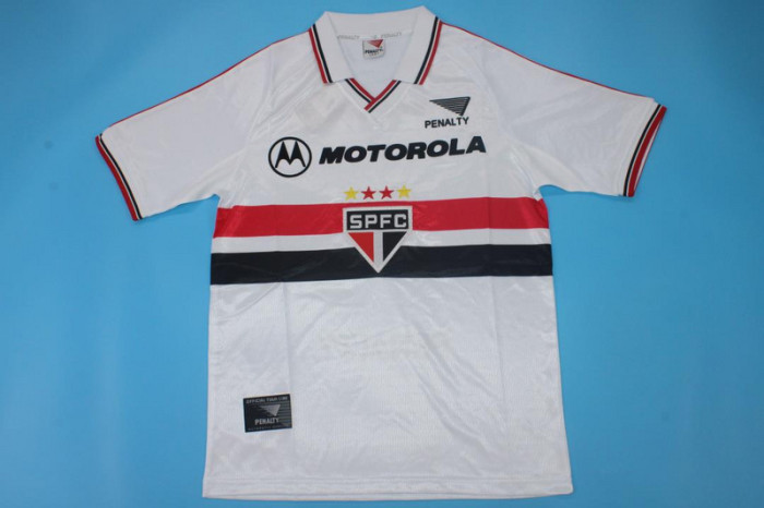 Retro Jersey Sao Paulo 1999-2000 F.AURELIO 6 Home White Soccer Jersey Vintage Football Shirt