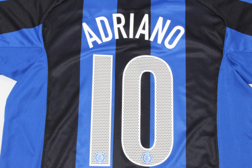 Retro Jersey 2004-2005 Inter Milan ADRIANO 10 Home Soccer Jersey Inter Vintage Football Shirt