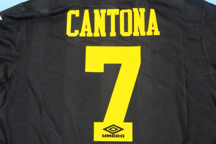 with EPL Patch Long Sleeve Retro Jersey 1993-1995 Manchester United CANTONA 7 Away Black Soccer Jersey Vintage Football Shirt