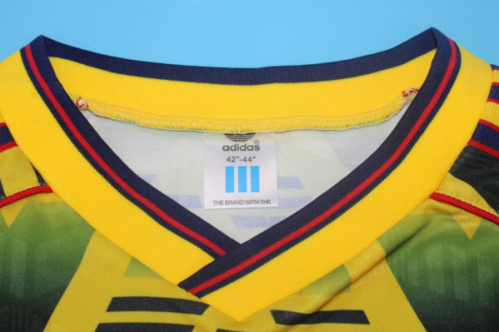 with EPL Patch Long Sleeve Retro Jersey 1991-1993 Arsenal Away Yellow Vintage Soccer Jersey