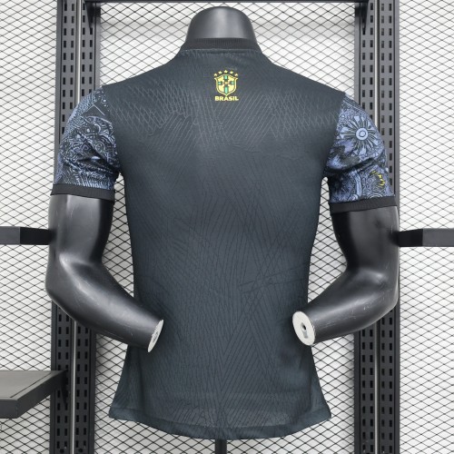 Player Version 2024 Brazil Black Jesus Special Edition Soccer Jersey Brasil Football Shirt